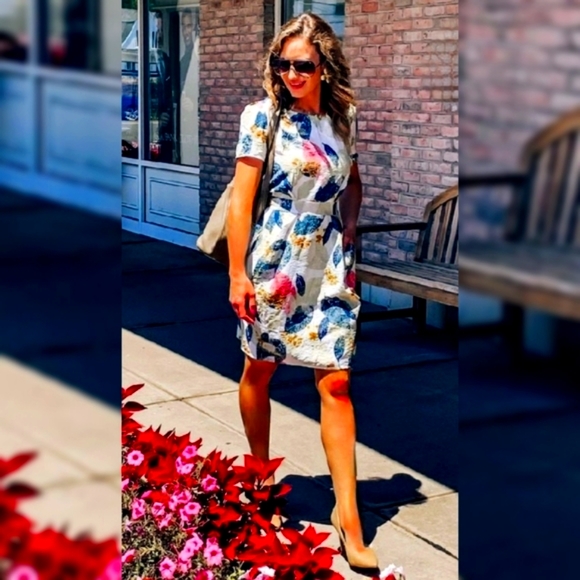 NWT SM WORDROBE Printed Leafs Dress 100 COTTON - Picture 2 of 16